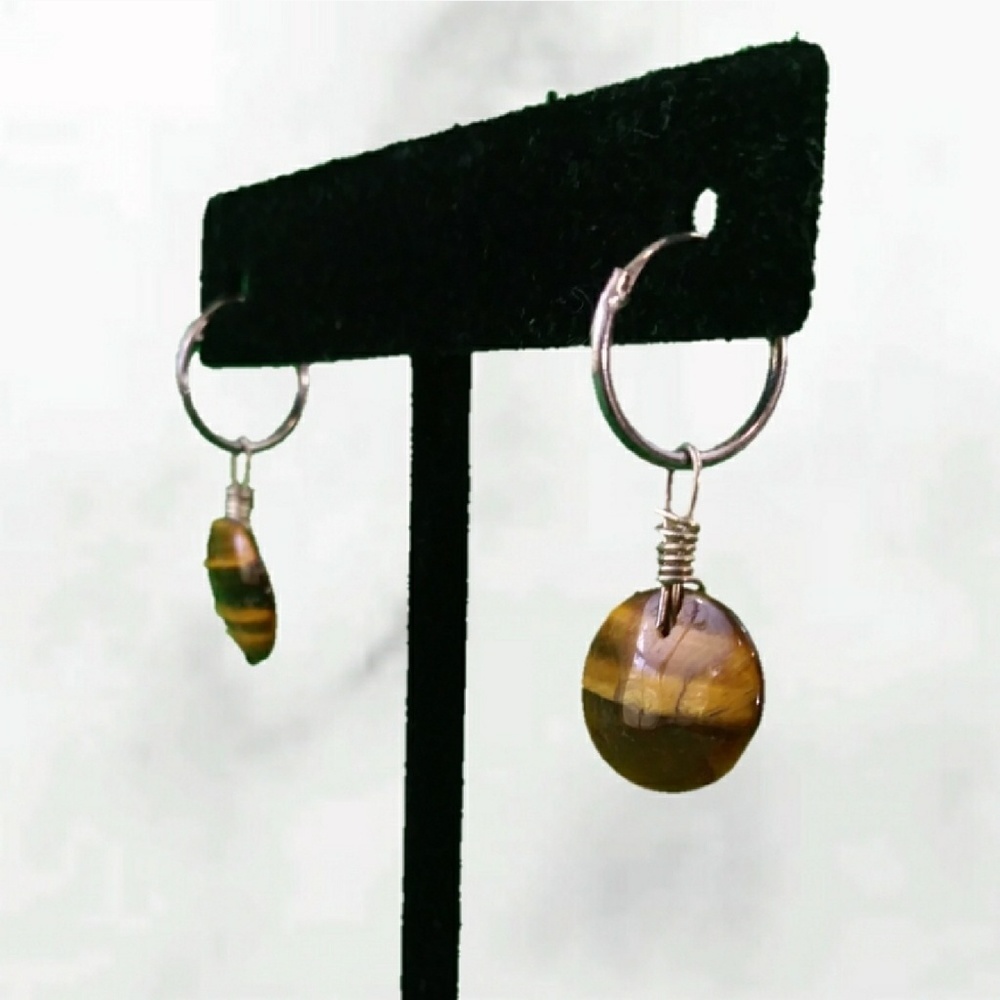 Tiger's Eye Discs Artisan Earrings